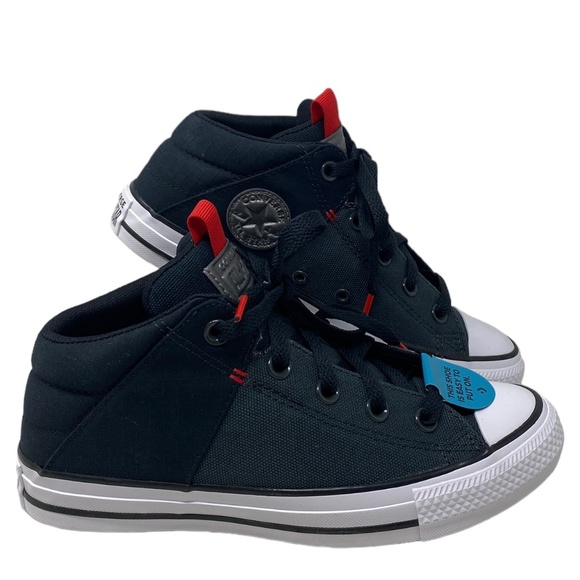 Converse Chuck Taylor Axel Canvas Black Red Mid Top Women Kid Shoe Skate A05424F - Picture 1 of 8